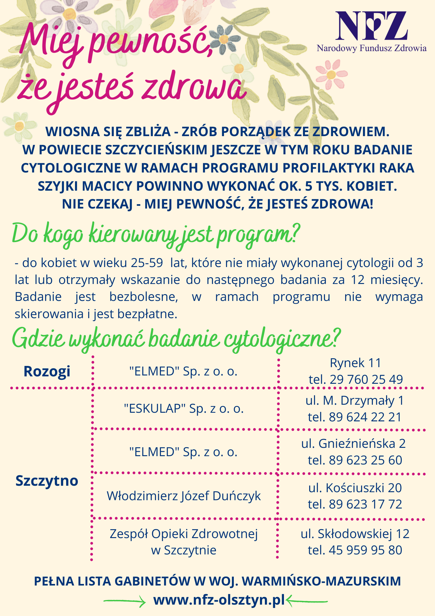 ulotka programu profilaktyki raka szyjki macicy