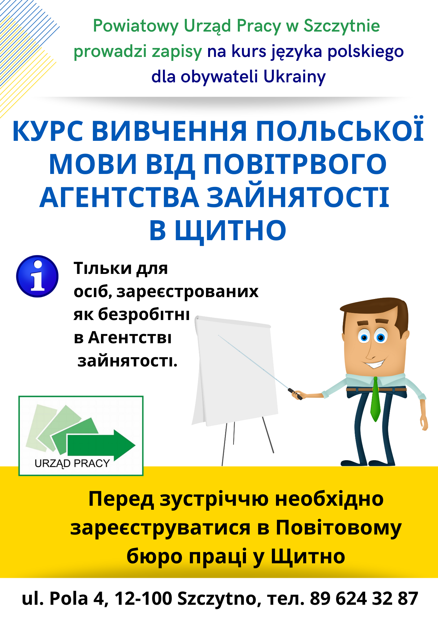 baner o kursie języka polskiego dla obywateli Ukrainy