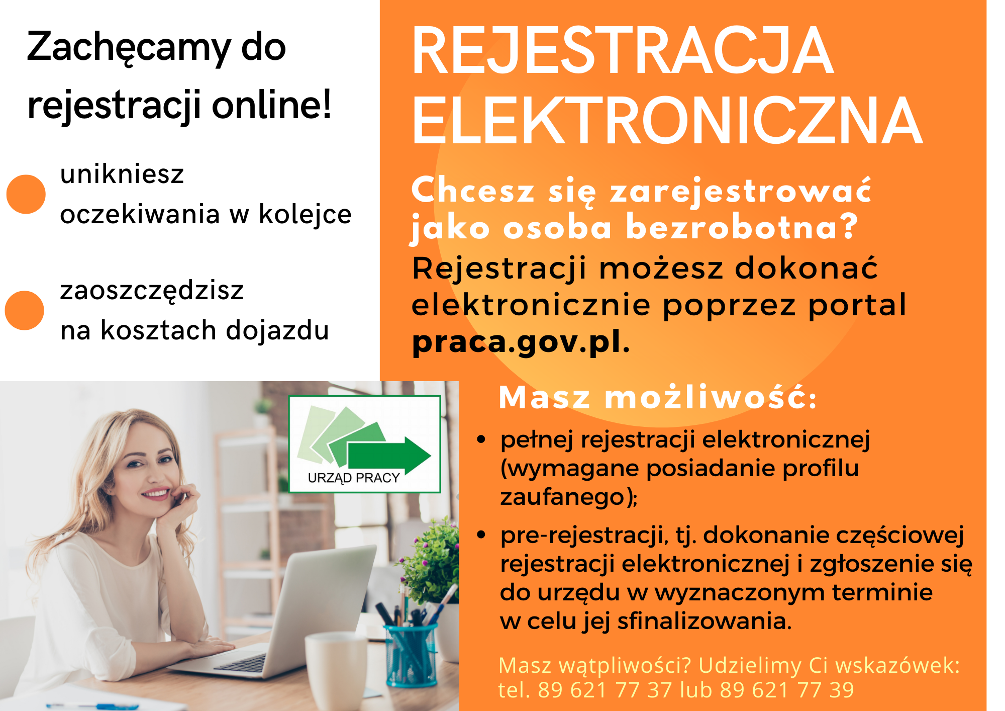 baner zachęcający do rejestracji elektronicznej na stronie praca.gov.pl